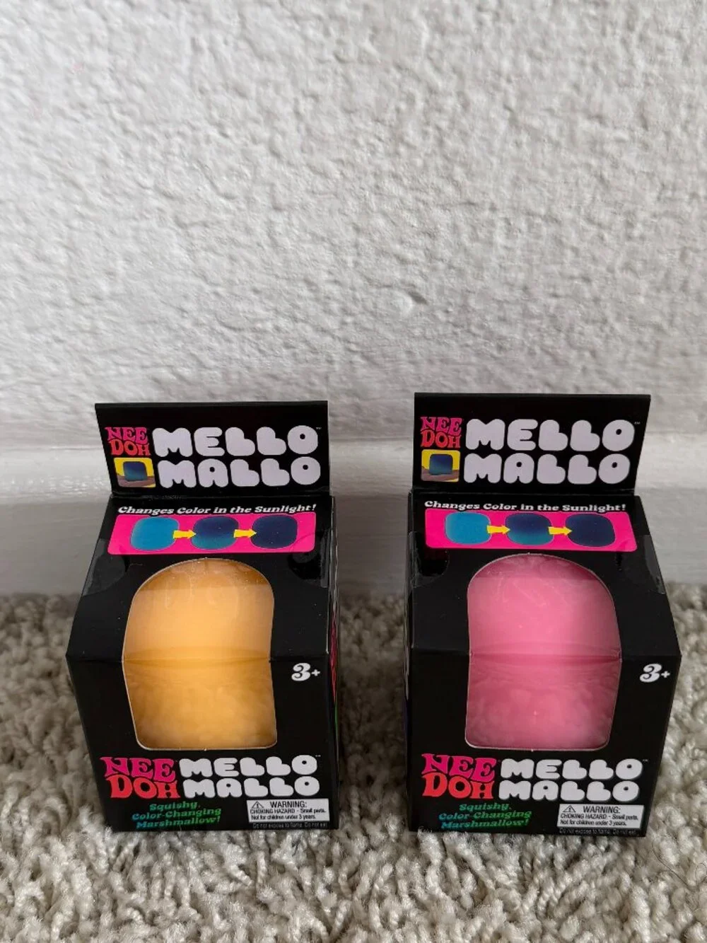 Nee Doh Mello Mallo Color Changing Marshmallow Pink Yellow Bundle NWT